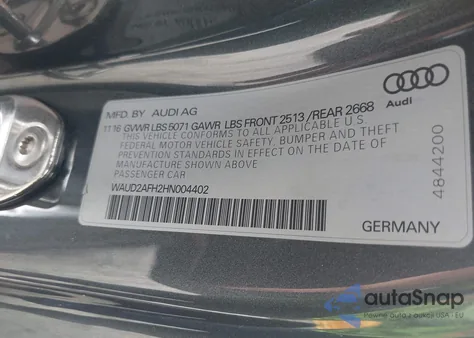 2017 Audi A5 2.0T Sport from USA, damaged, VIN WAUD2AFH2HN004402